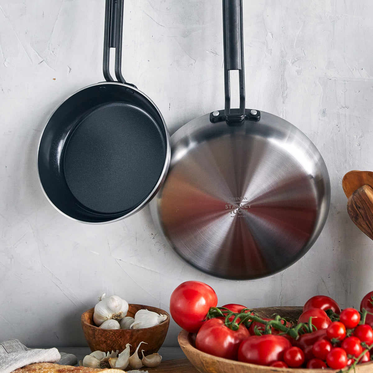 Stanley Tucci™ Stainless Steel Ceramic Nonstick 11-Piece Cookware Set with the Tucci Cookbook | Black Handles