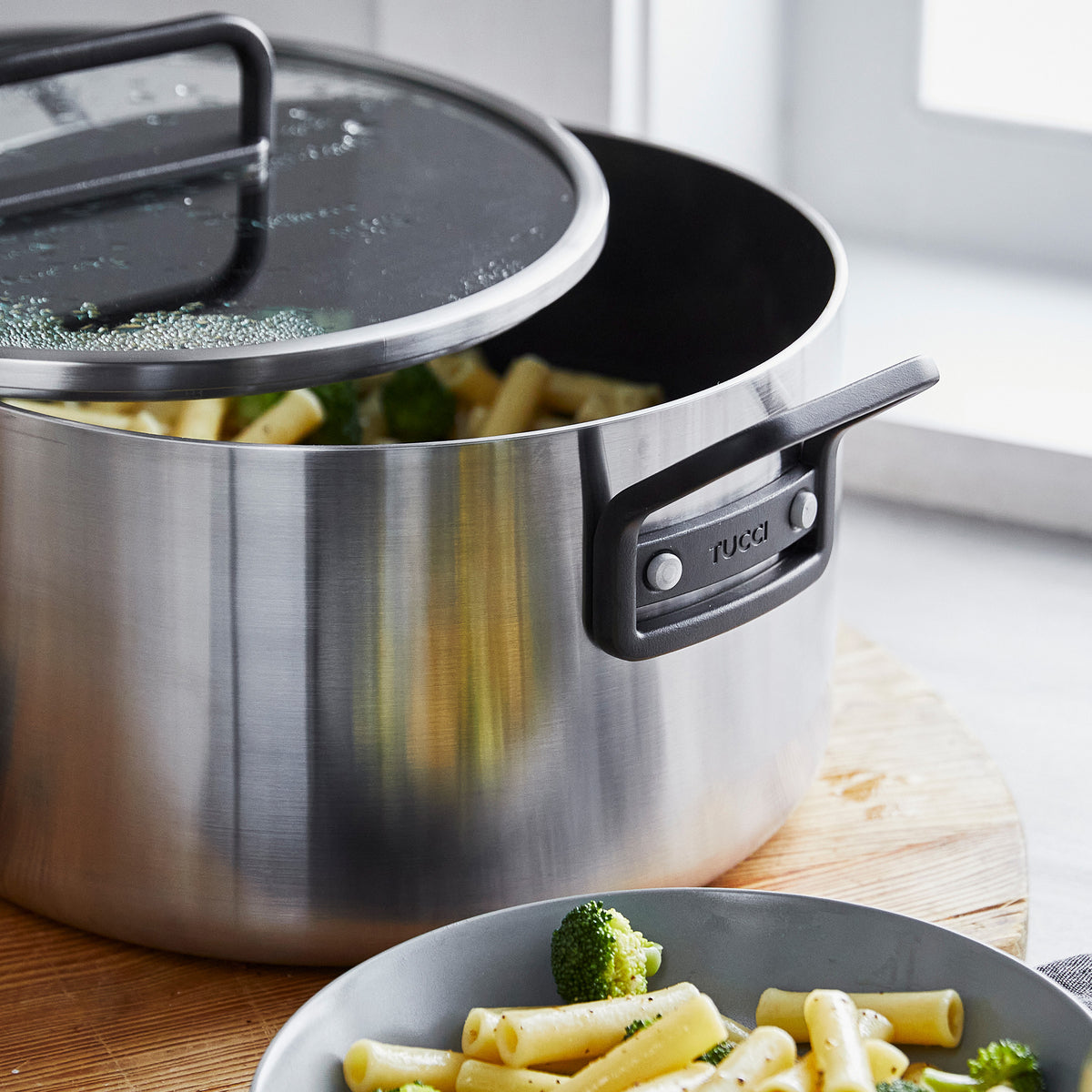 Stanley Tucci™ Stainless Steel Ceramic Nonstick 11-Piece Cookware Set with the Tucci Cookbook | Black Handles