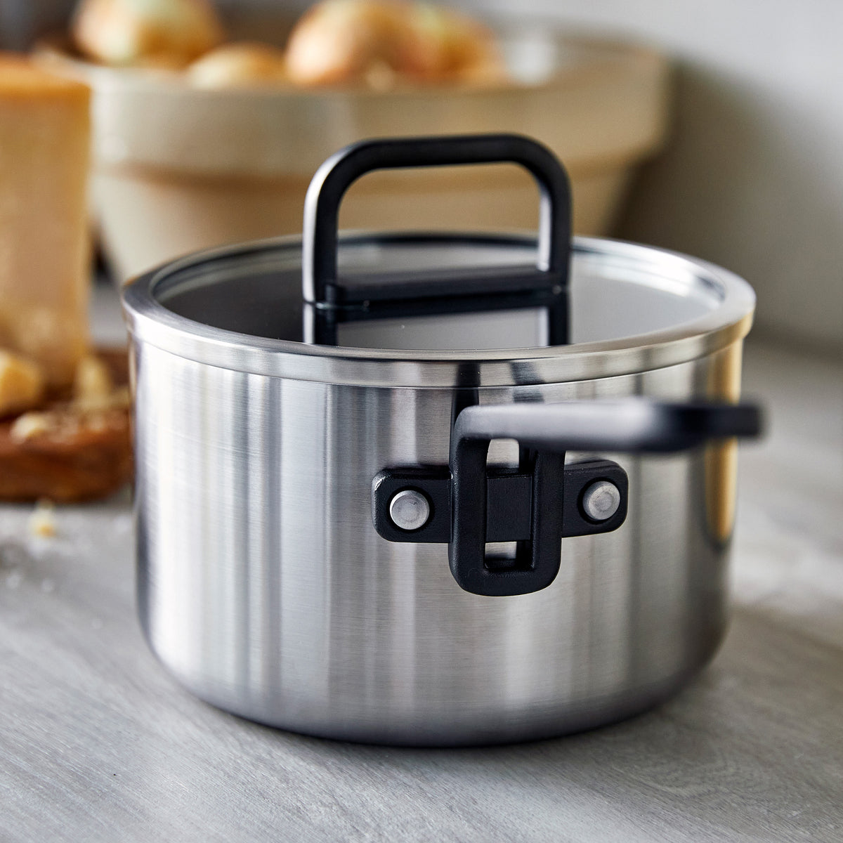 Stanley Tucci™ Stainless Steel Ceramic Nonstick 11-Piece Cookware Set with the Tucci Cookbook | Black Handles