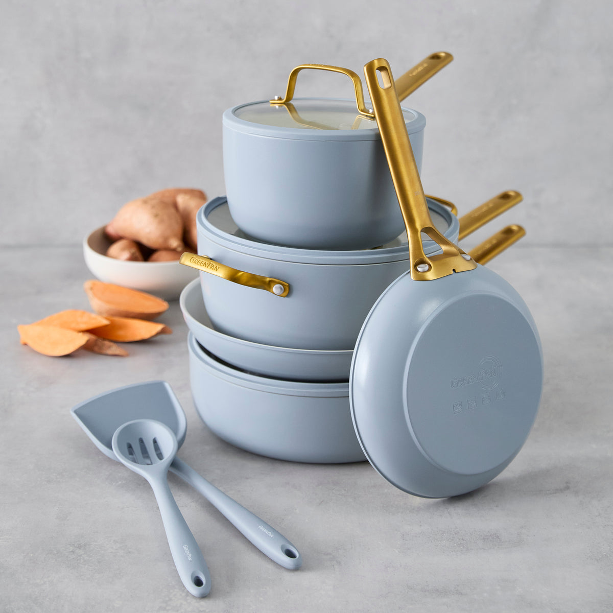 Reserve Pro Ceramic Nonstick 10-Piece Cookware Set | Glacier