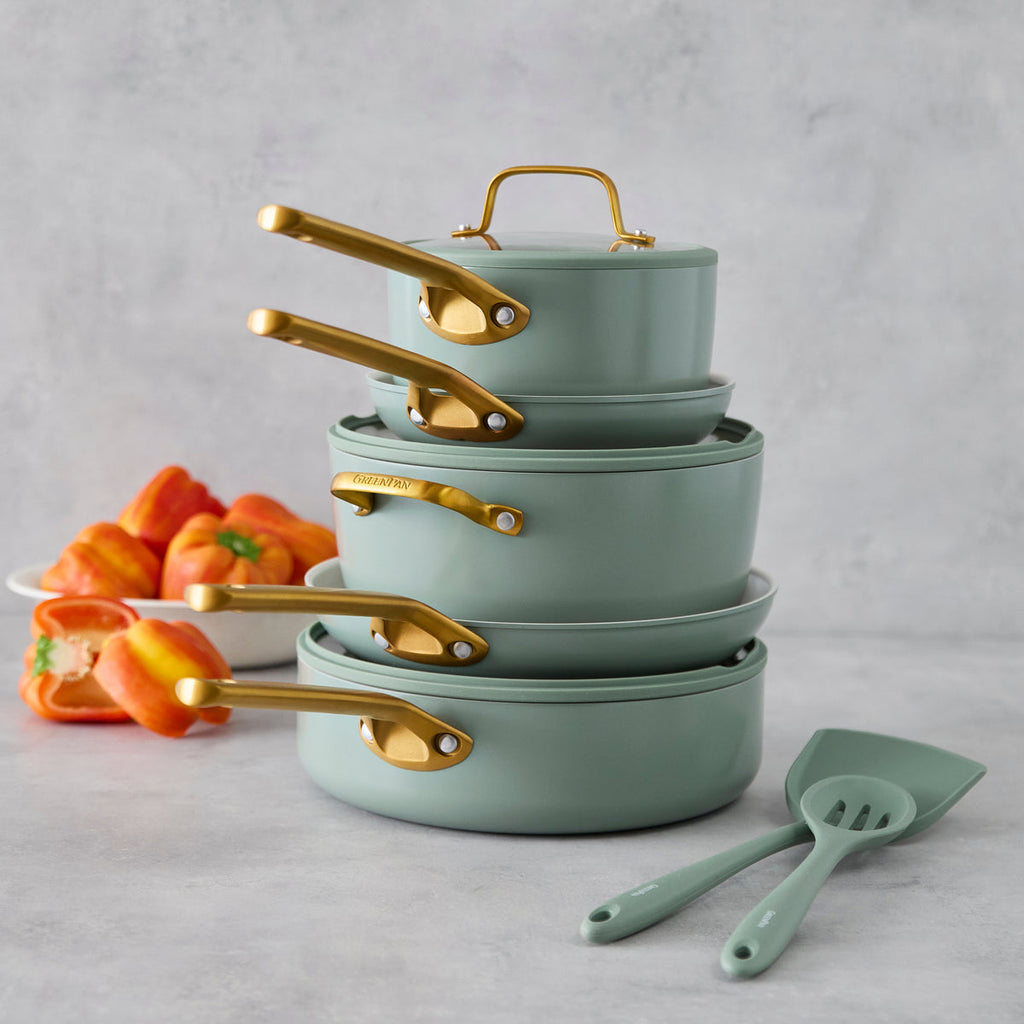 Reserve Pro Ceramic Nonstick 10-Piece Cookware Set | Moss