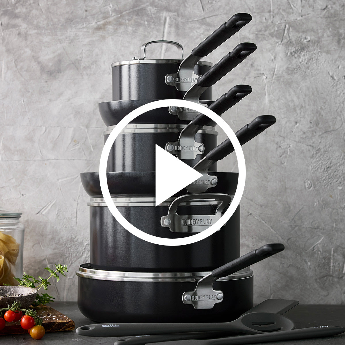 Bobby Flay by GreenPan Professional Ceramic Nonstick 13-Piece Cookware Set | Black