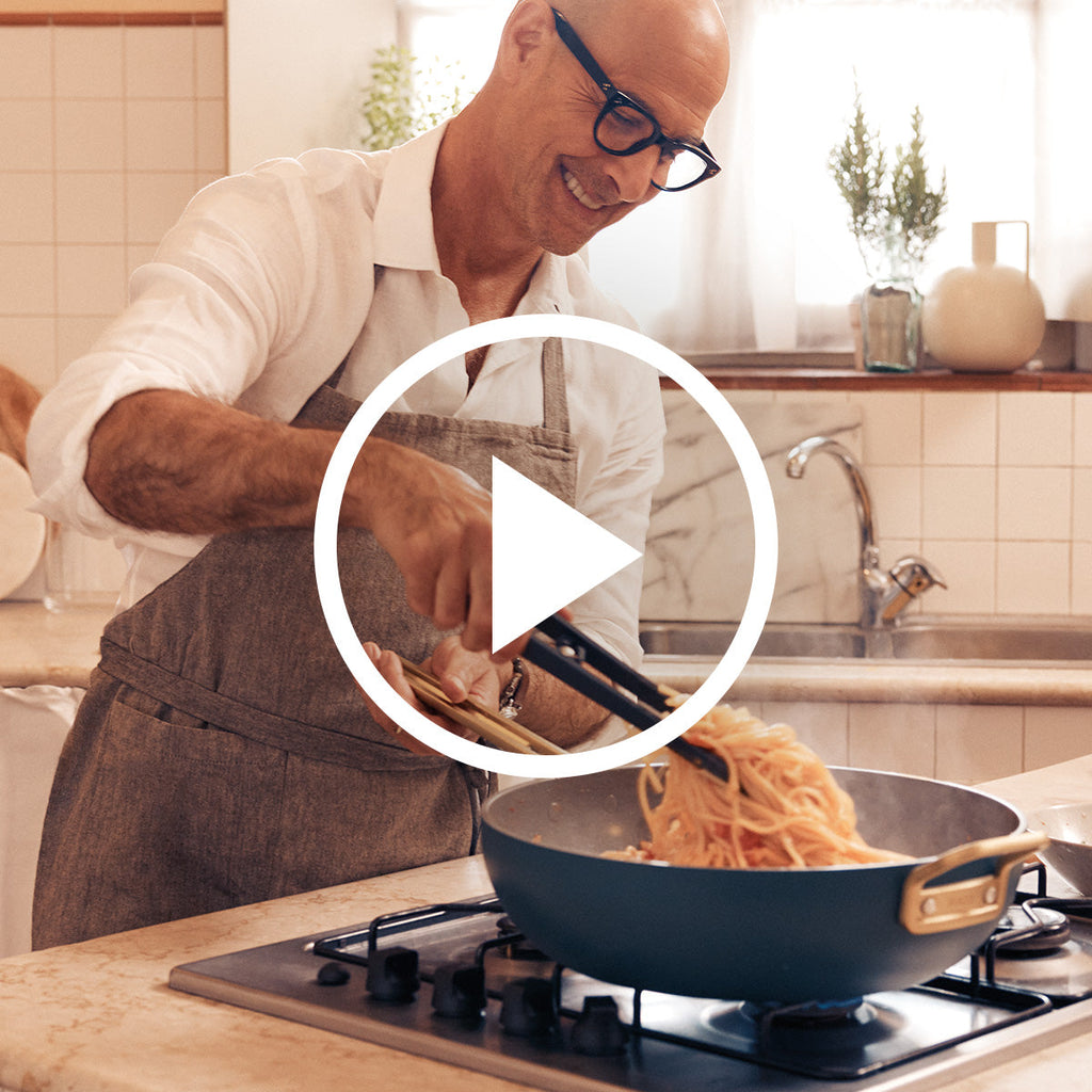 Stanley Tucci™ Ceramic Nonstick 4-Piece Chef Set with The Tucci Cookbook | Venetian Teal