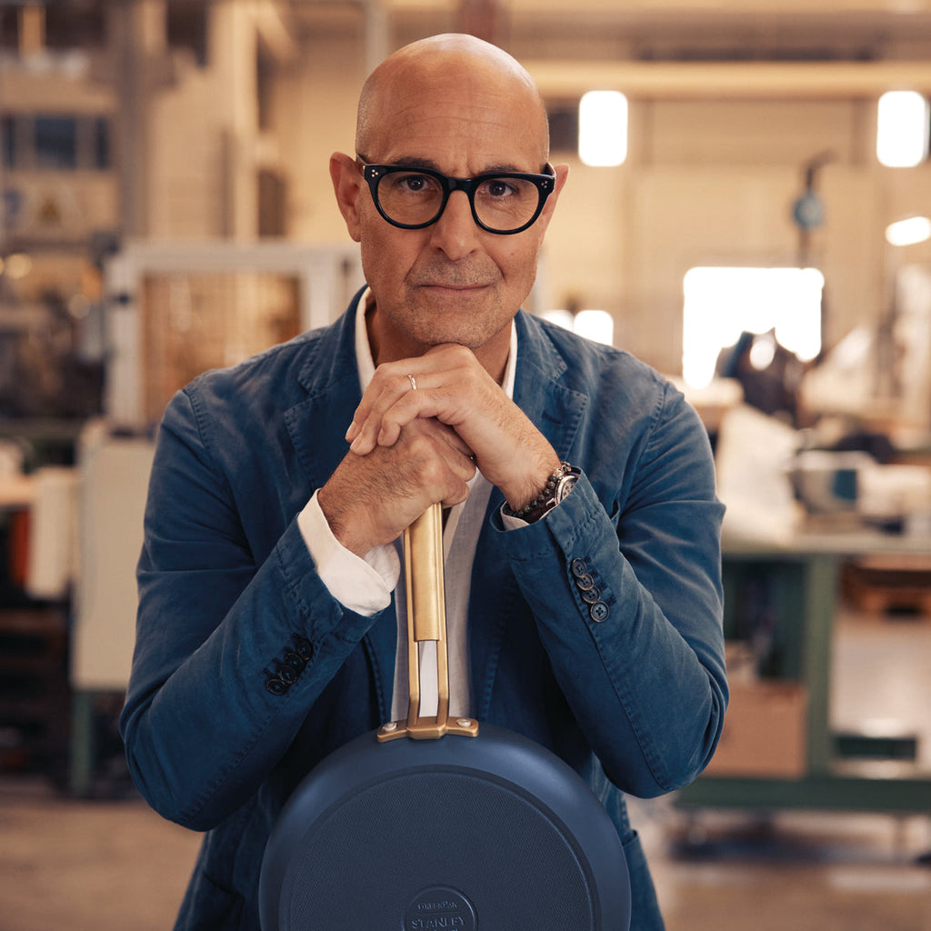 Stanley Tucci™ Ceramic Nonstick 6-Piece Cookware Set with the Tucci Cookbook | Marino Blue