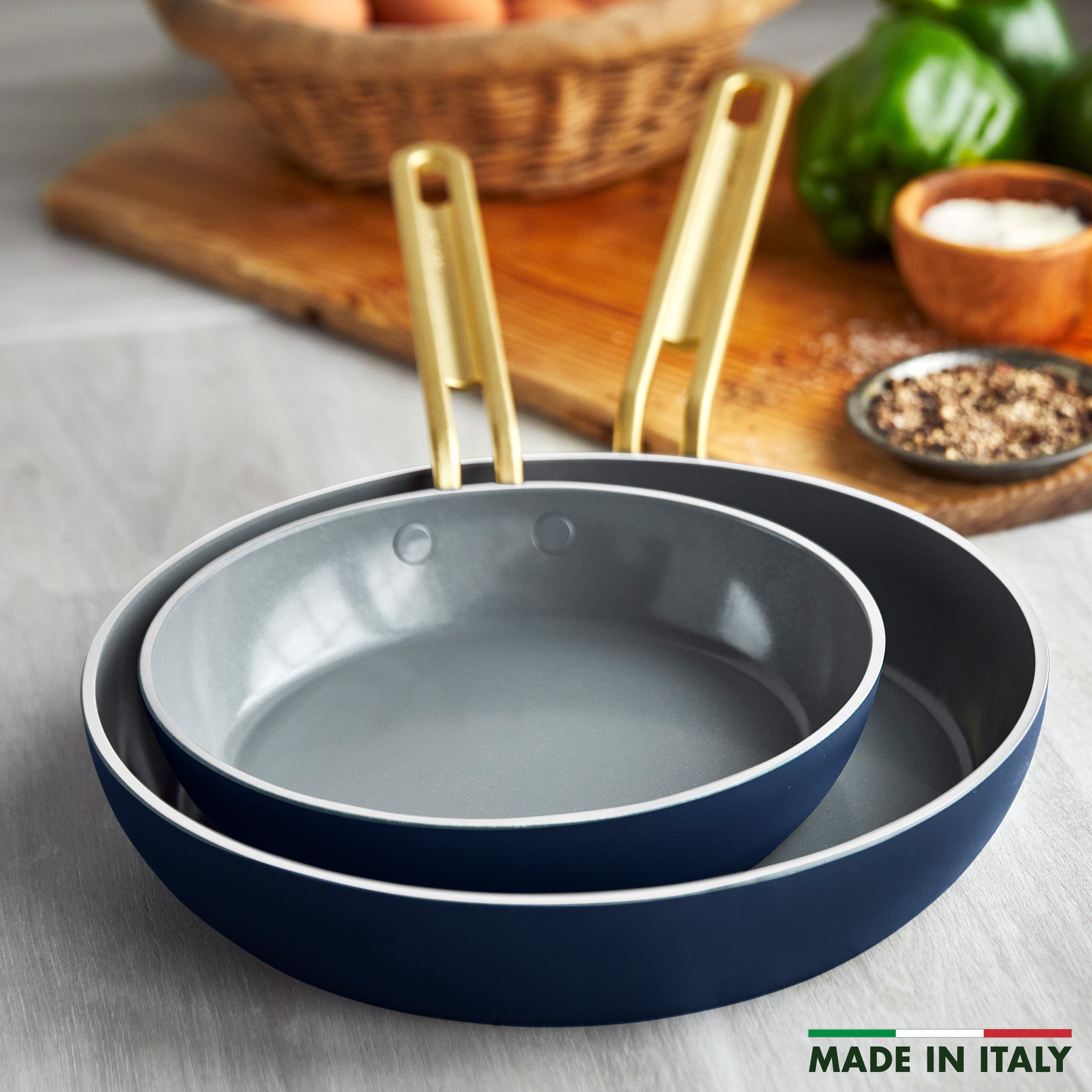 Stanley Tucci™ Ceramic Nonstick 6-Piece Cookware Set with the Tucci Cookbook | Marino Blue