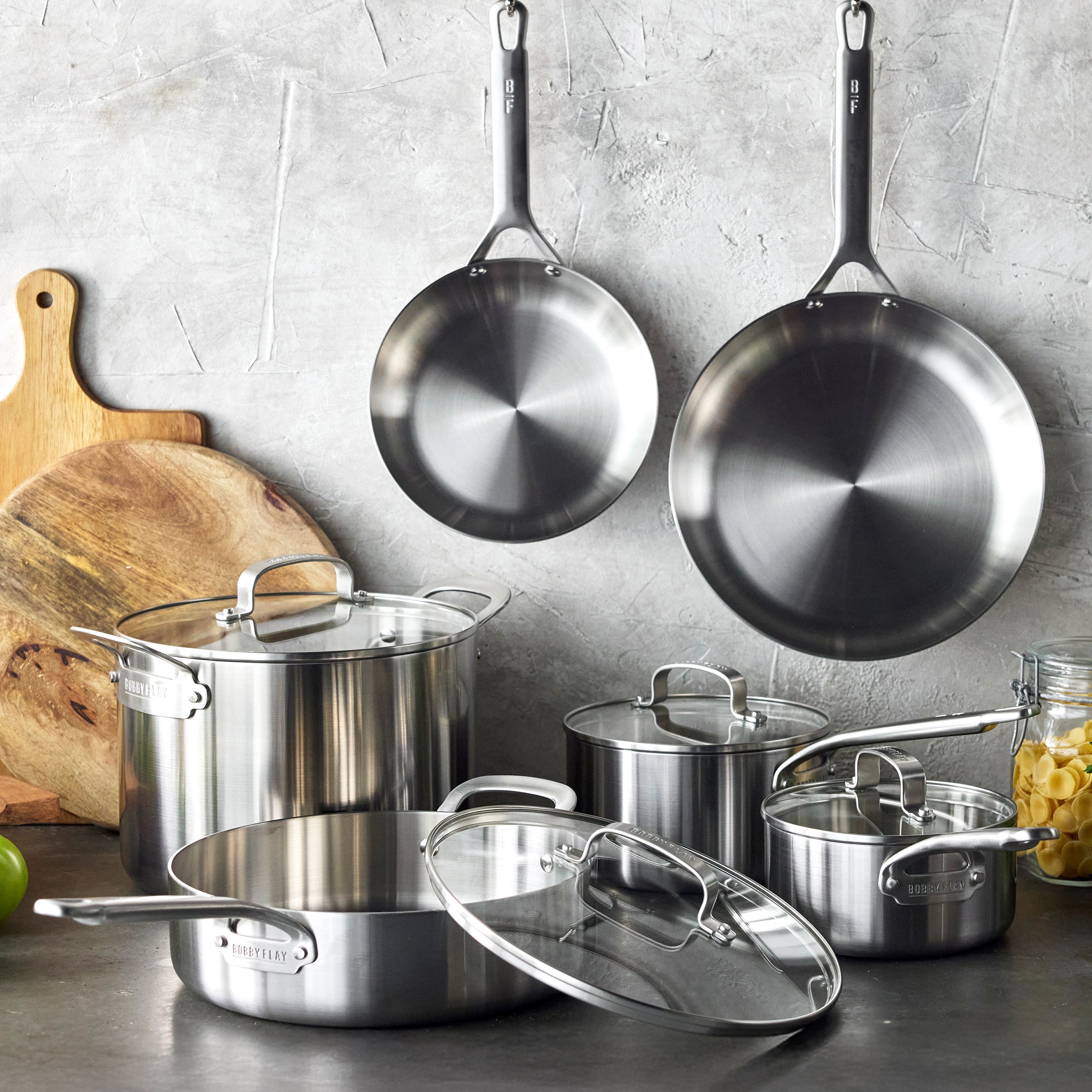 Bobby Flay by GreenPan Chef Series Uncoated Stainless Steel 10-Piece Cookware Set