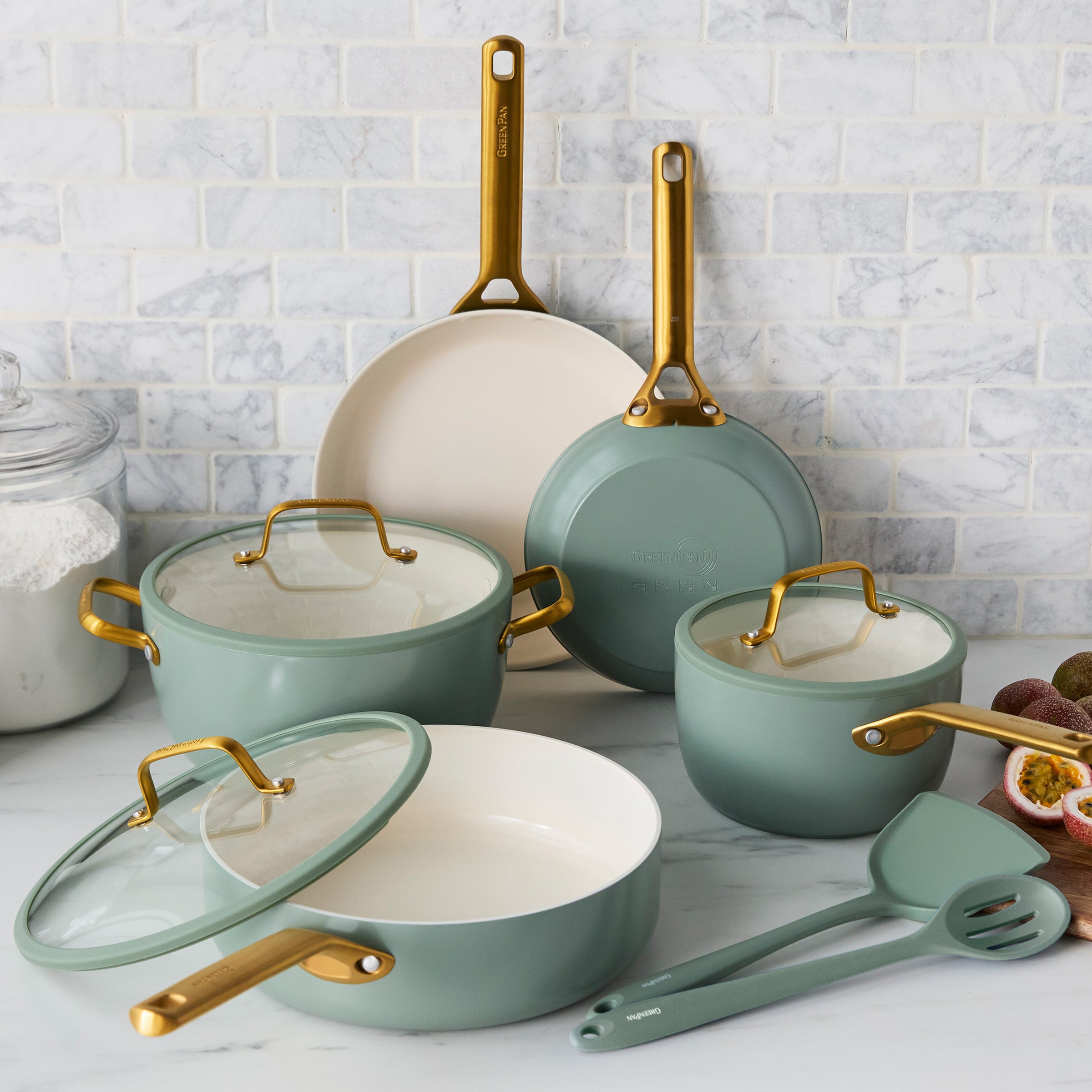 Reserve Pro Ceramic Nonstick 10-Piece Cookware Set | Moss