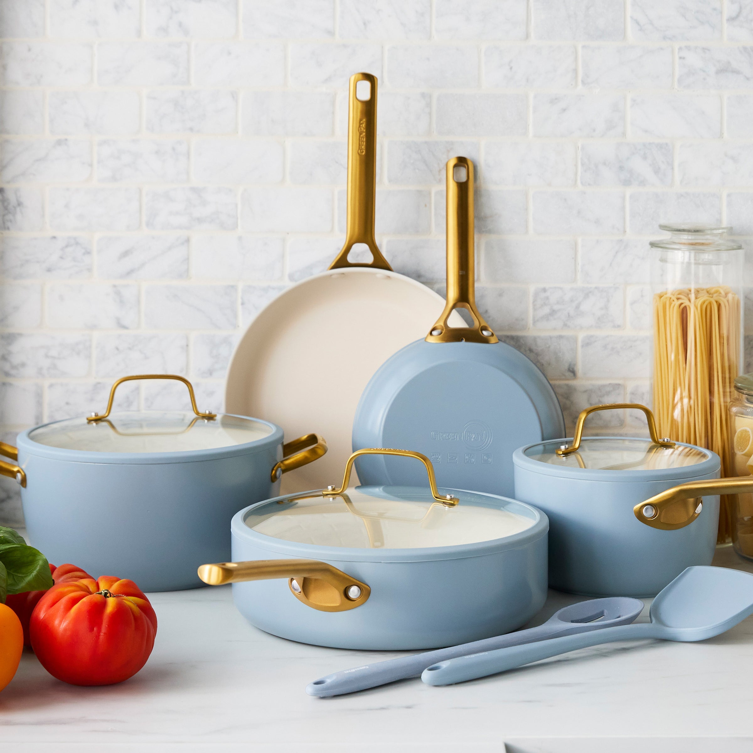 Reserve Pro Ceramic Nonstick 10-Piece Cookware Set | Glacier