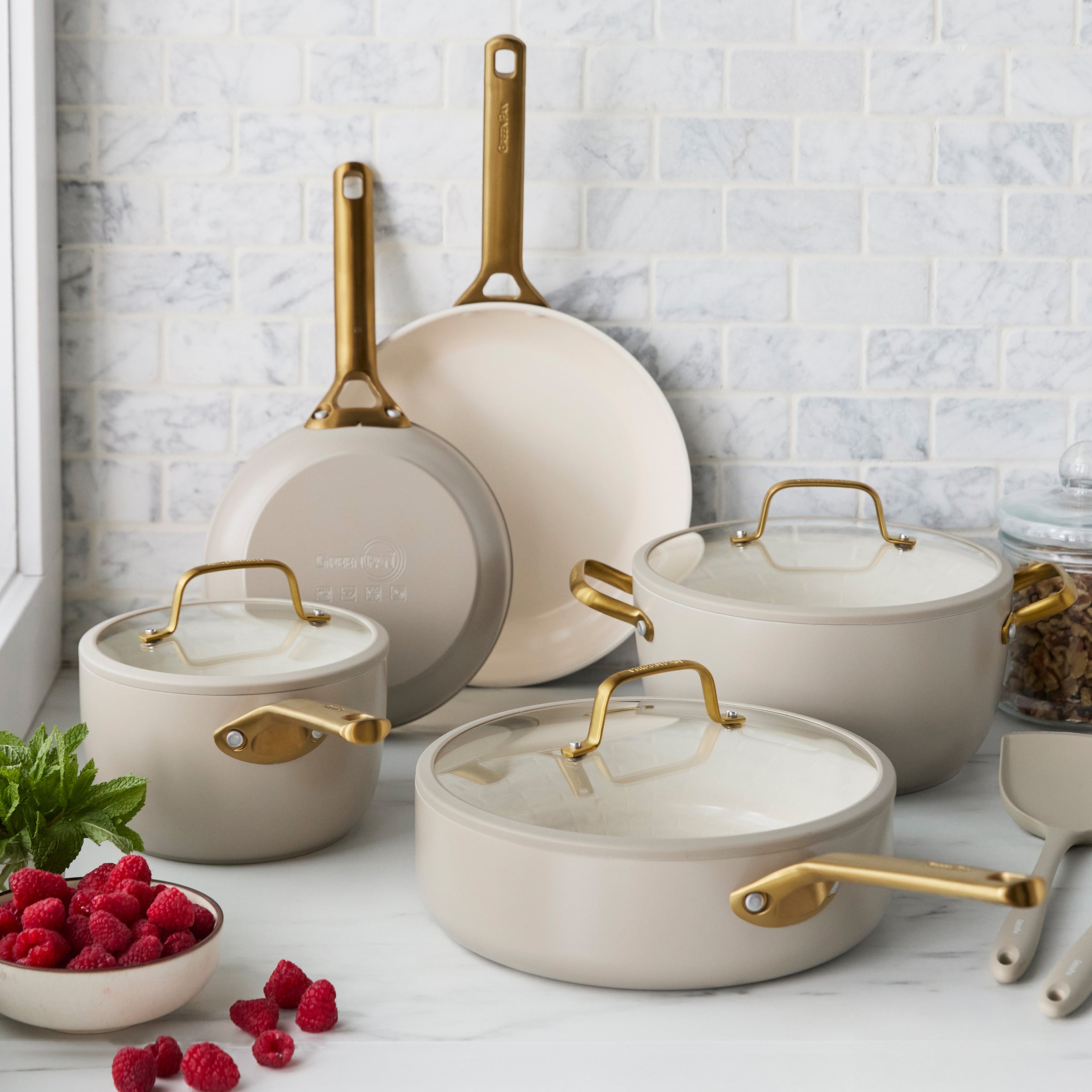 Reserve Pro Ceramic Nonstick 10-Piece Cookware Set | Macadamia