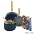 Stanley Tucci™ Ceramic Nonstick 4-Piece Chef Set with The Tucci Cookbook | Marino Blue