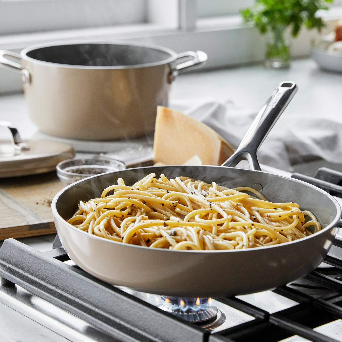 GP5 Colors Ceramic Nonstick 11-Piece Cookware Set with Mirror Handles | Taupe