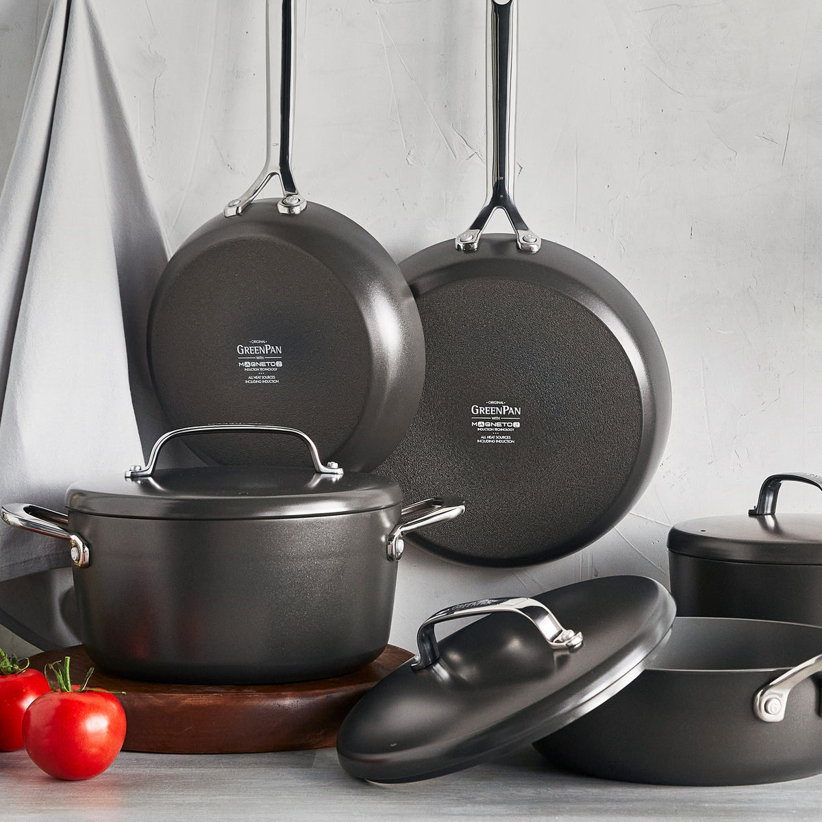 GP5 Colors Ceramic Nonstick 11-Piece Cookware Set with Mirror Handles | Cocoa