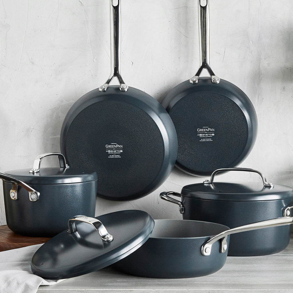 GP5 Colors Ceramic Nonstick 11-Piece Cookware Set with Mirror Handles | Slate