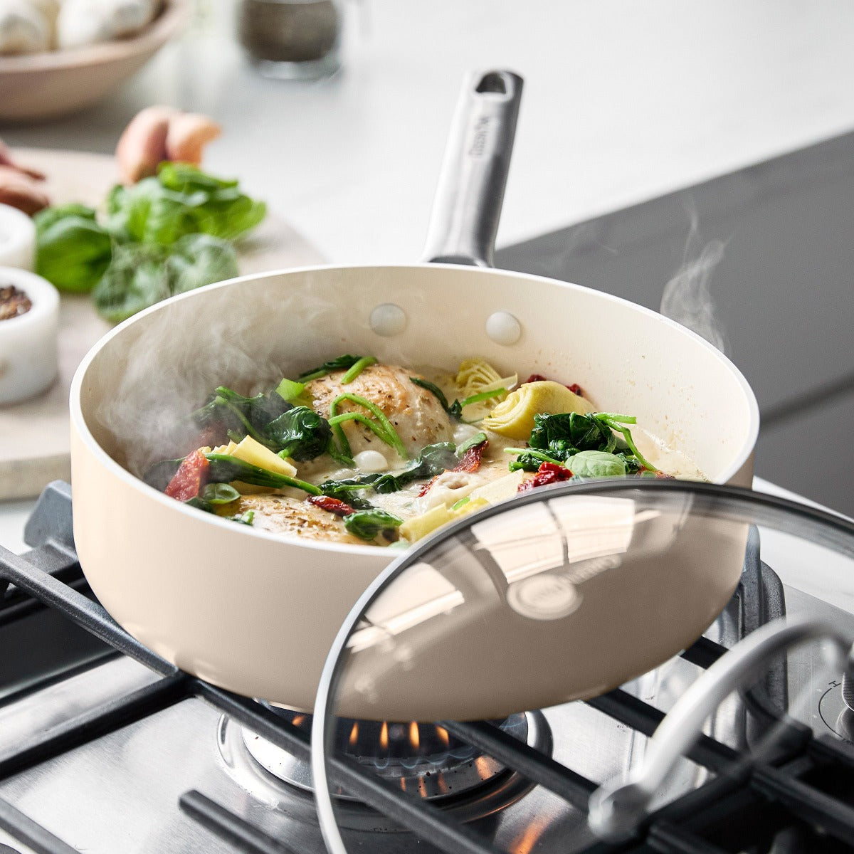 Padova Ceramic Nonstick 16-Piece Cookware Set | Taupe