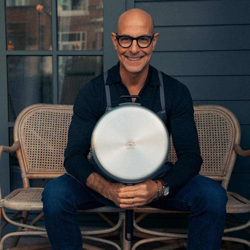 Stanley Tucci™ Stainless Steel Ceramic Nonstick 11-Piece Cookware Set with the Tucci Cookbook | Black Handles