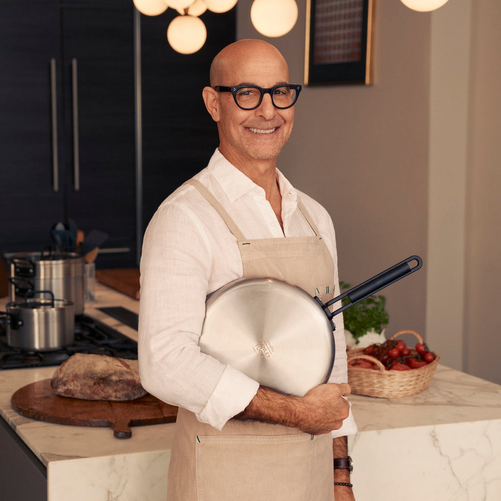 Stanley Tucci™ Stainless Steel Ceramic Nonstick 11-Piece Cookware Set with the Tucci Cookbook | Black Handles