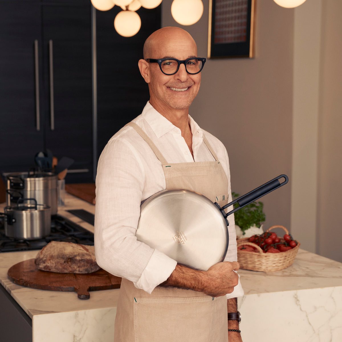 Stanley Tucci™ Stainless Steel Ceramic Nonstick 11-Piece Cookware Set with the Tucci Cookbook | Black Handles